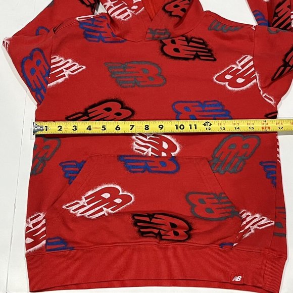 Kid’s Youth Red Pullover Red Hoodie Sweatshirt NB Graffiti Design Medium (10/12) - Picture 12 of 16